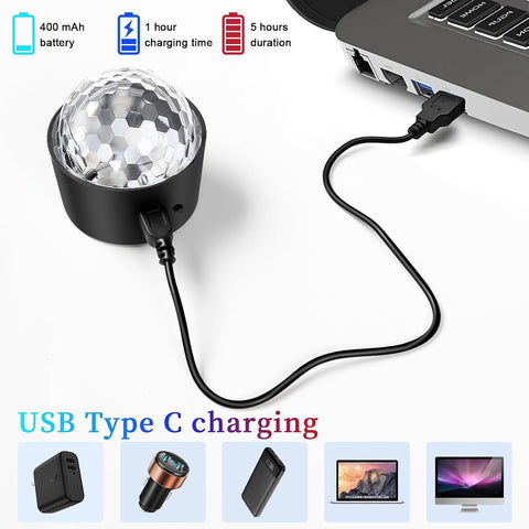 Mini Disco Ball Light,Rechargeable Party Lights,Sound Activated Strobe DJ Light,Portable Battery Operated,Night Lights Projector for Kids,Halloween,Disco Decoration for Car/Parties