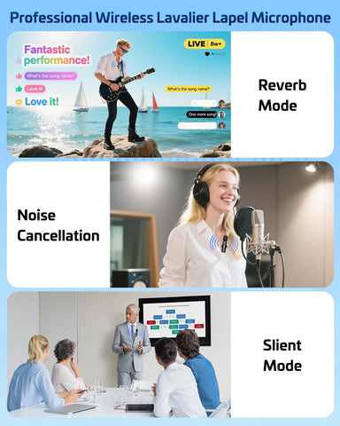 Pink Wireless Lavalier Microphone for iPhone & Android - Mini Clip-On Mic with Noise Cancellation, 65ft Range, 8H Battery, USB-C/Lightning - for TikTok, YouTube, Podcast, Live Streaming