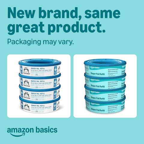 Amazon Basics Diaper Pail Refills for Genie Pails, Unscented, 2160 Count (8 Packs of 270) (Previously Mama Bear)