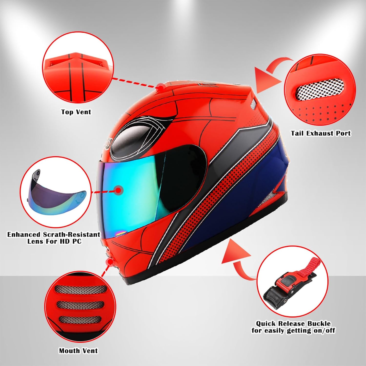 WOW Motorcycle Full Face Helmet Street Bike BMX MX Youth Kids: HKYB15