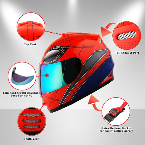 WOW Motorcycle Full Face Helmet Street Bike BMX MX Youth Kids: HKYB15
