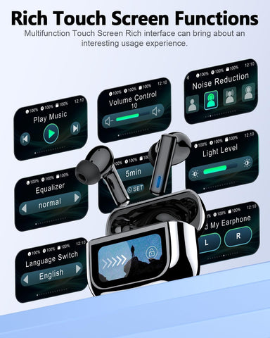 ZIUTY Wireless Earbuds, ANC ENC Noise Cancelling Ear Buds with Touch Screen