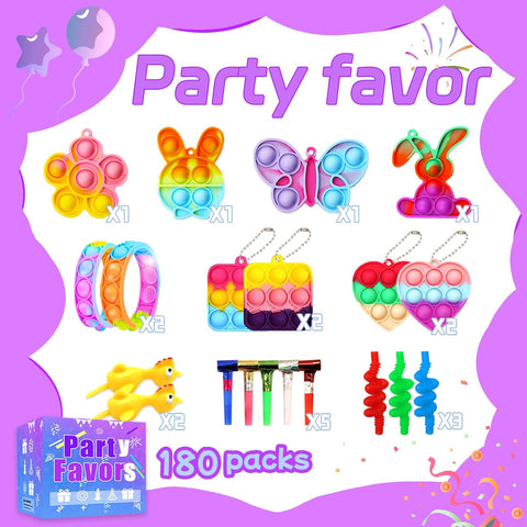180 Party Favors for Kids, Fidget Toys Bulk, Treasure Box Toys for Classroom Prizes, Goodie Bag Stuffers Pinata Fillers, Carnival Birthday Stocking Stuffers for Boys Girls, Prize Box Toy
