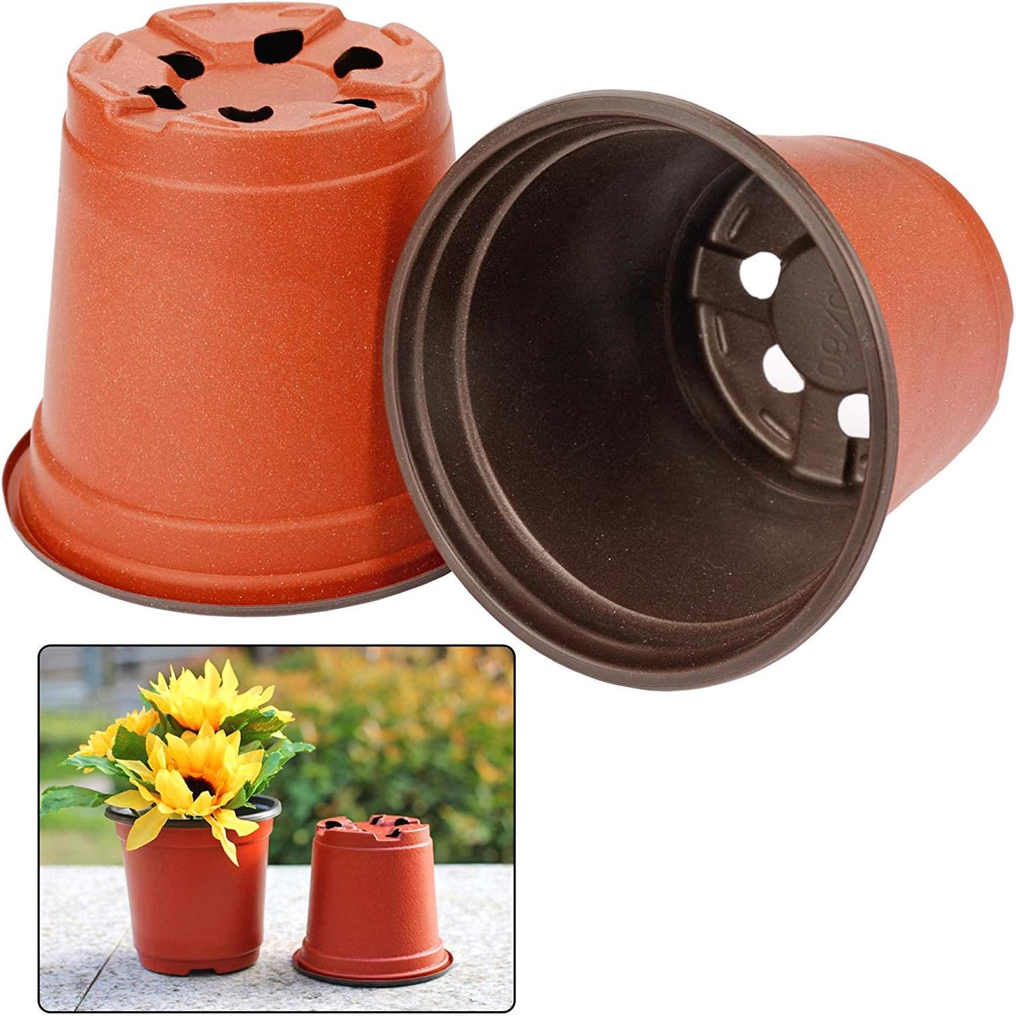 Augshy Nursery Pot, 75 Pcs 4 Inches Plastic Nursery Seed Starting Pots