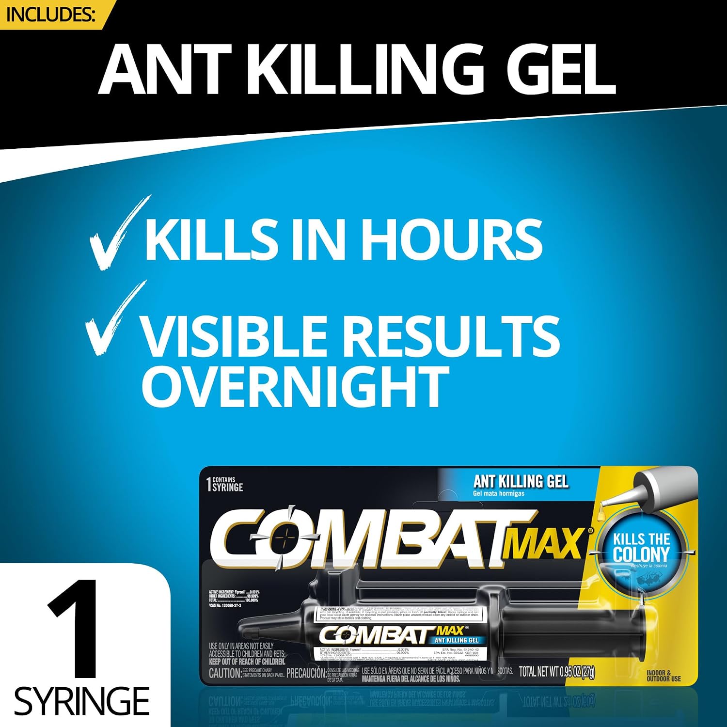 Combat Ant Killing Gel, Indoor and Outdoor Use, 27 Gram, Fast-Acting