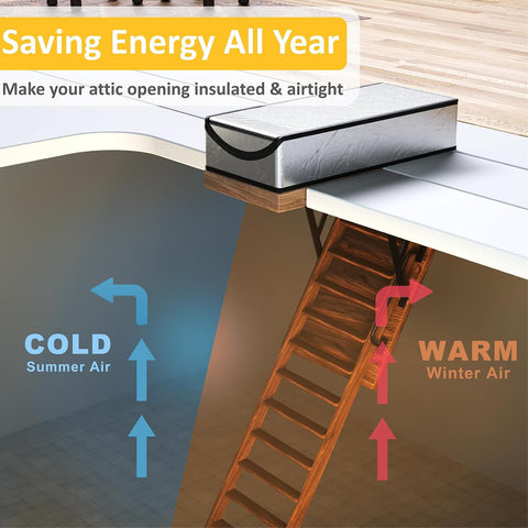 Attic Stairs Insulation Cover 25"x54"x11", Pull Down Ladder Attic Door Insulation Cover for Garage, Easy Use Installation Tool 400 Staples