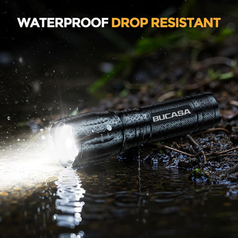 BUCASA Rechargeable Flashlights High Lumens 3 Pack, Brighter Small Flashlight Powerful Tactical Flashlights Rechargeable, Waterproof LED Flashlight with 3 Modes Zoomable for Camping Emergency
