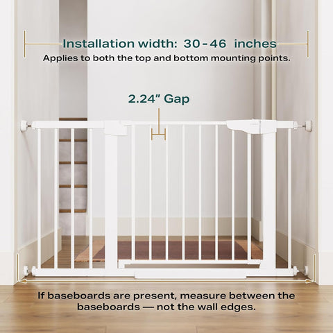 Cumbor 30-46" Baby Gate for Stairs, Auto Close Dog Gate for Doorways White