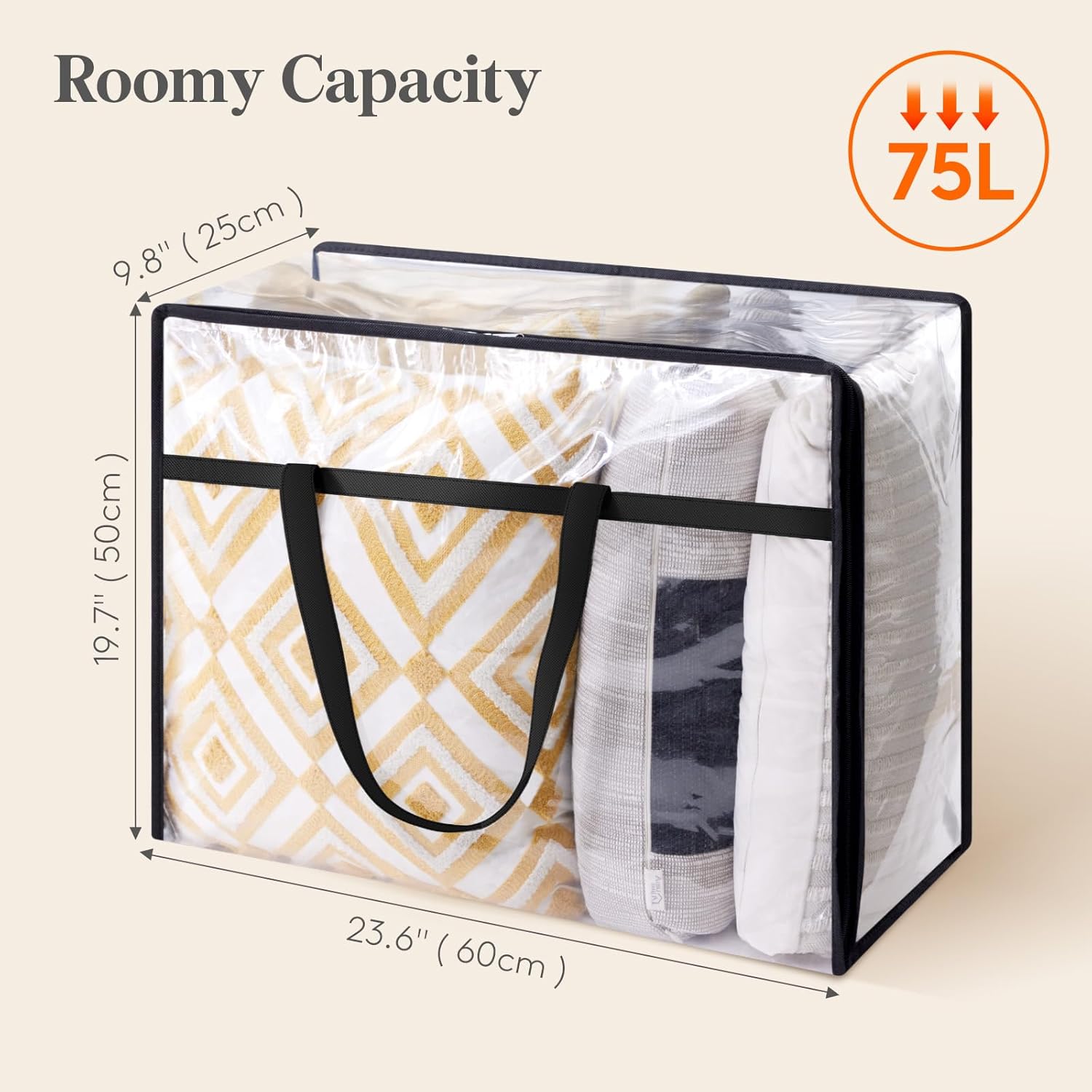Lifewit 4 Pack Clear Clothes Storage Bags, 75L Plastic Blanket Storage Bag, Vinyl Foldable Moving Bags with Zipper, Closet Organizers and Storage Containers for Bedding, Duvet, Comforter