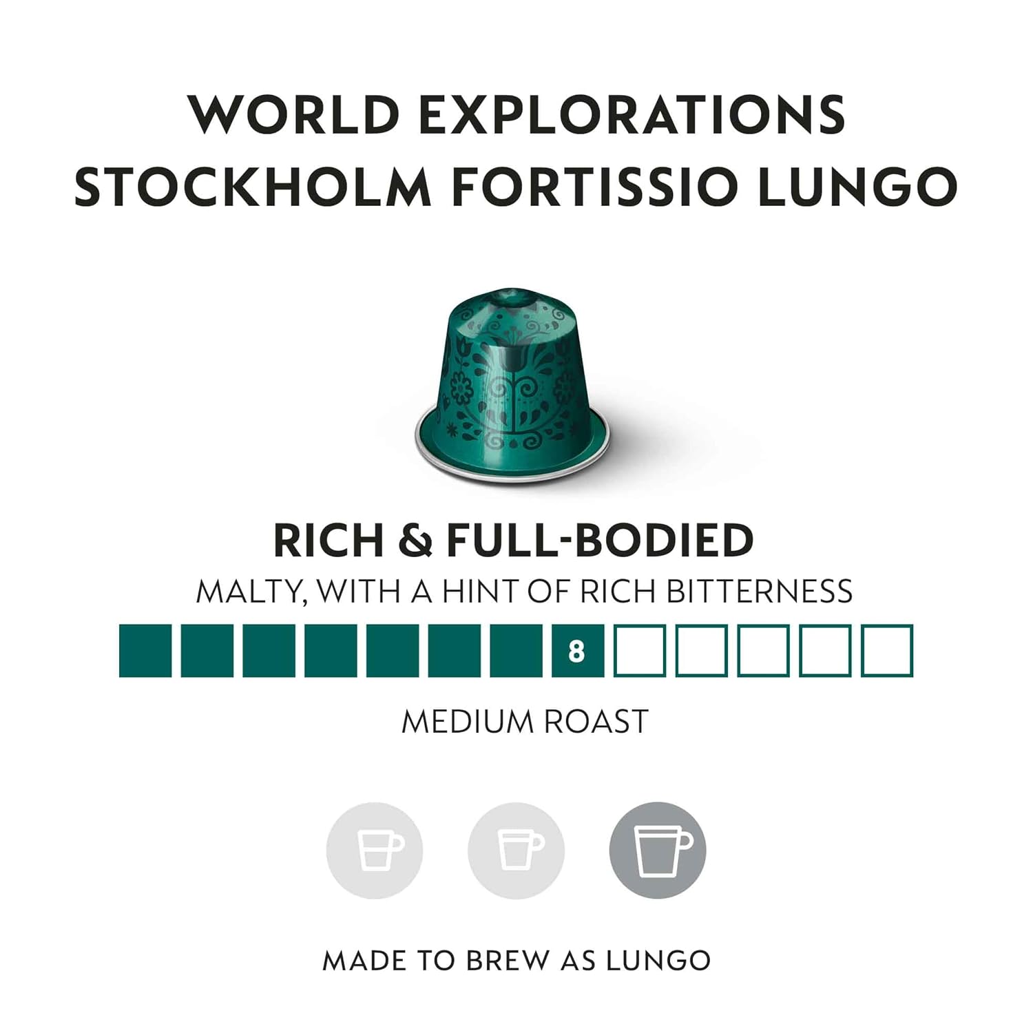 Nespresso Original, Stockholm Fortissio Lungo, 50-Count Coffee Pods