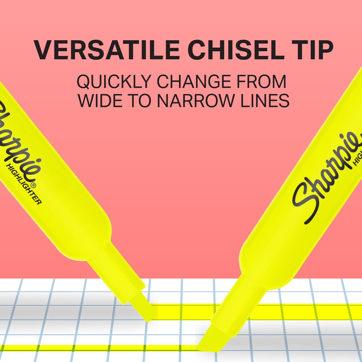 Sharpie 25162PP Accent Tank-Style Highlighter, Fluorescent Yellow, 2-Pack