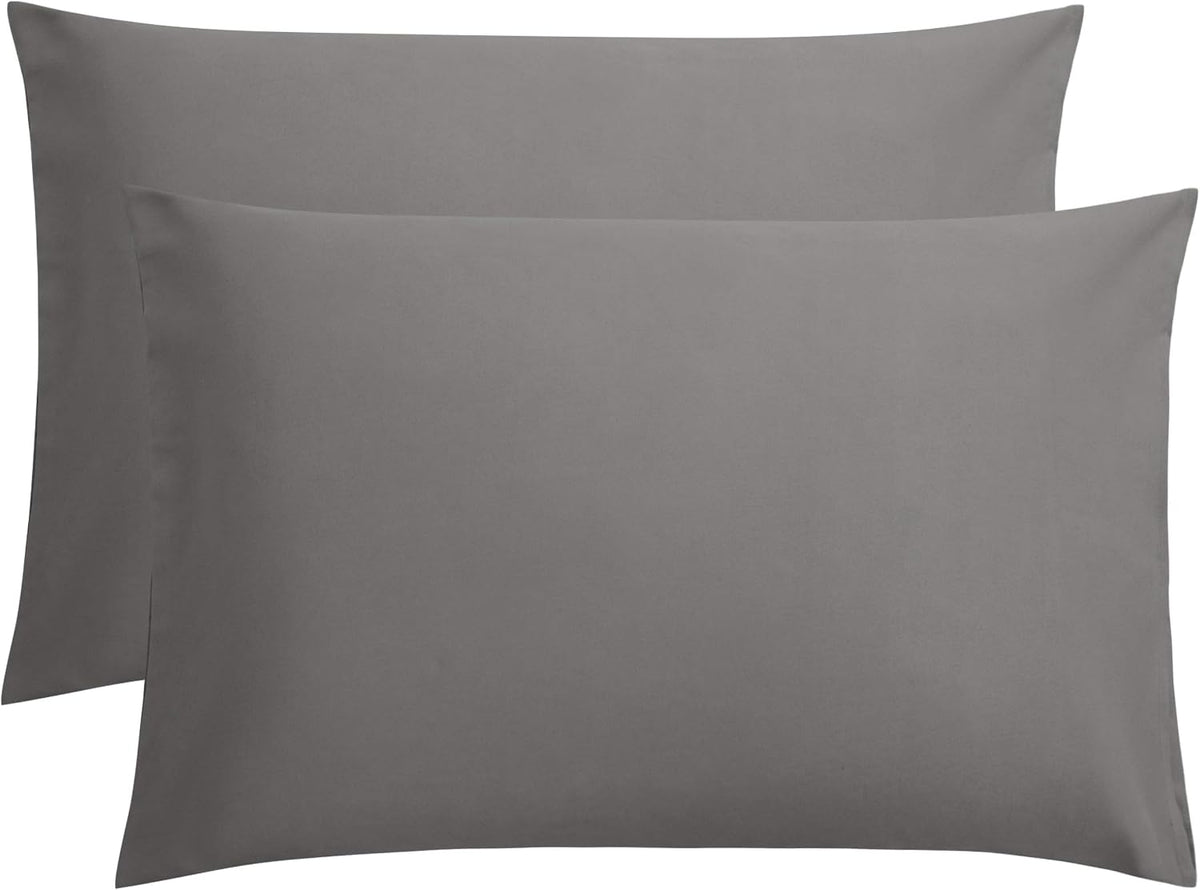 FLXXIE 2-Pack Microfiber Queen Pillow Cases, Envelope Closure, Dark Grey