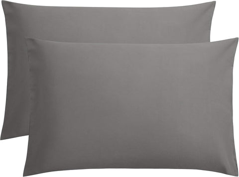 FLXXIE 2-Pack Microfiber Queen Pillow Cases, Envelope Closure, Dark Grey