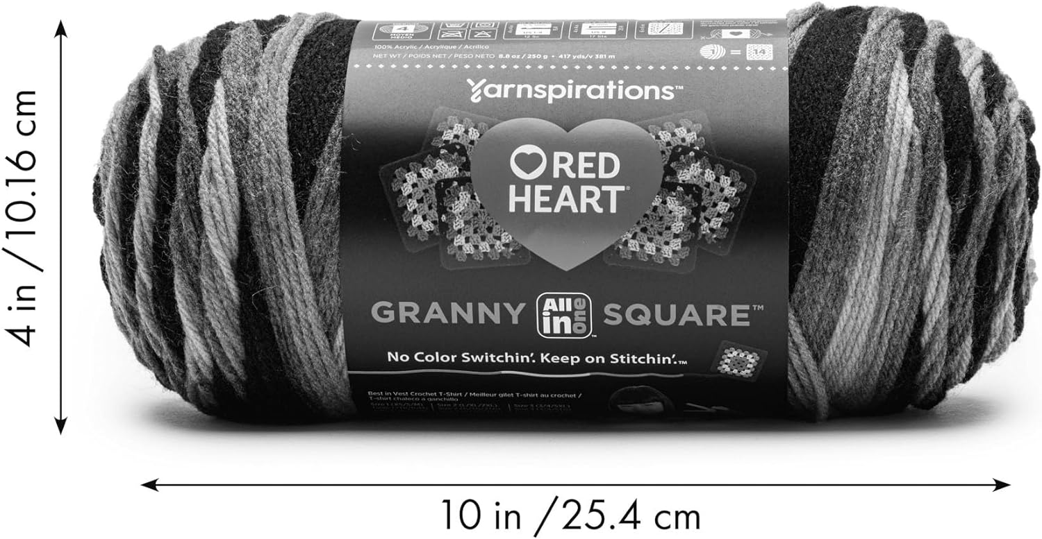 Red Heart Granny Square Crochet Yarn, Soft White-Buttercup Blush, 3-Pack