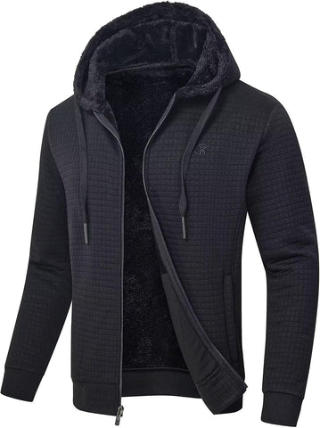 yuyangdpb Men's Zip Up Hoodie Heavyweight Fleece Sherpa Lined Sweatshirt Jackets Winter Warm Coats