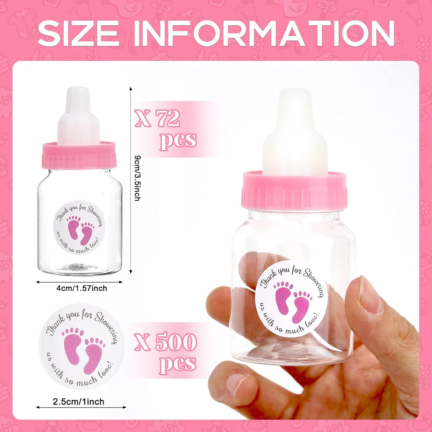 72 Mini Milk Bottles Favors - White Plastic Bottles for Baby Boy Shower Party Games & Decorations