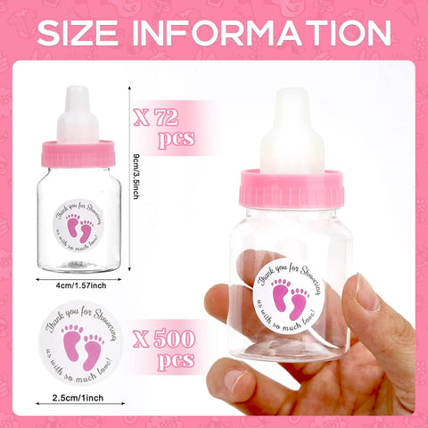 72 Mini Milk Bottles Favors - White Plastic Bottles for Baby Boy Shower Party Games & Decorations