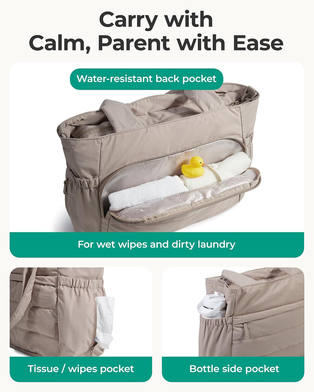 BAGSMART Diaper Bag Tote, Hospital Bag for Labor Delivery Travel Baby Tote