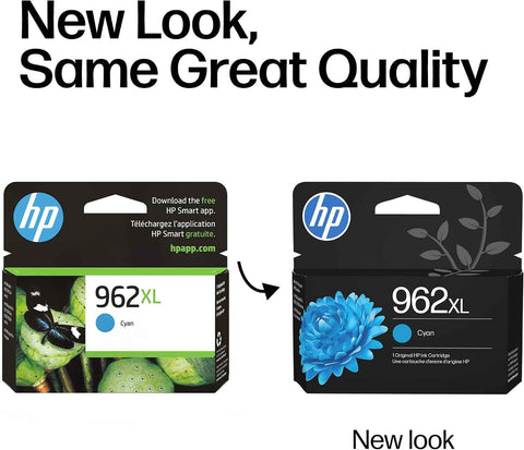 HP 962XL Cyan High-Yield Ink Cartridge | Works with OfficeJet 9010, Pro 9010, 9020 | Eligible for Instant Ink | 3JA00AN
