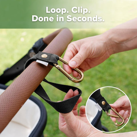 haakaa Baby Stroller Hooks for Bags, Black(2 Pack)- Simple to Use, Non-Slip
