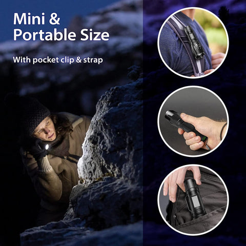 MOWETOO UV Flashlight with 395nm Black Light & White Light