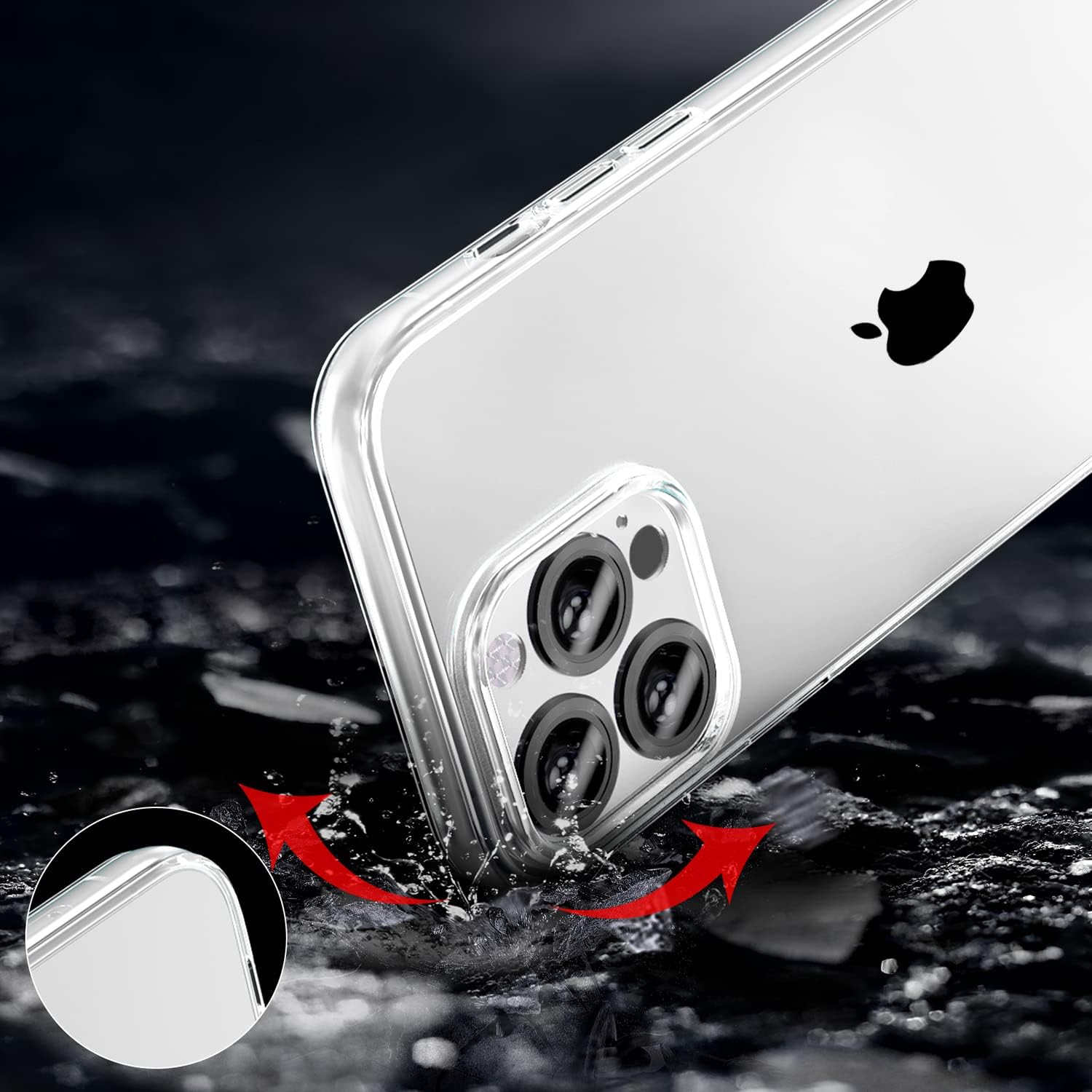 TENOC Phone Case Compatible with iPhone 15 Pro, Clear Case Shockproof Protective Bumper Slim Cover for 6.1 Inch