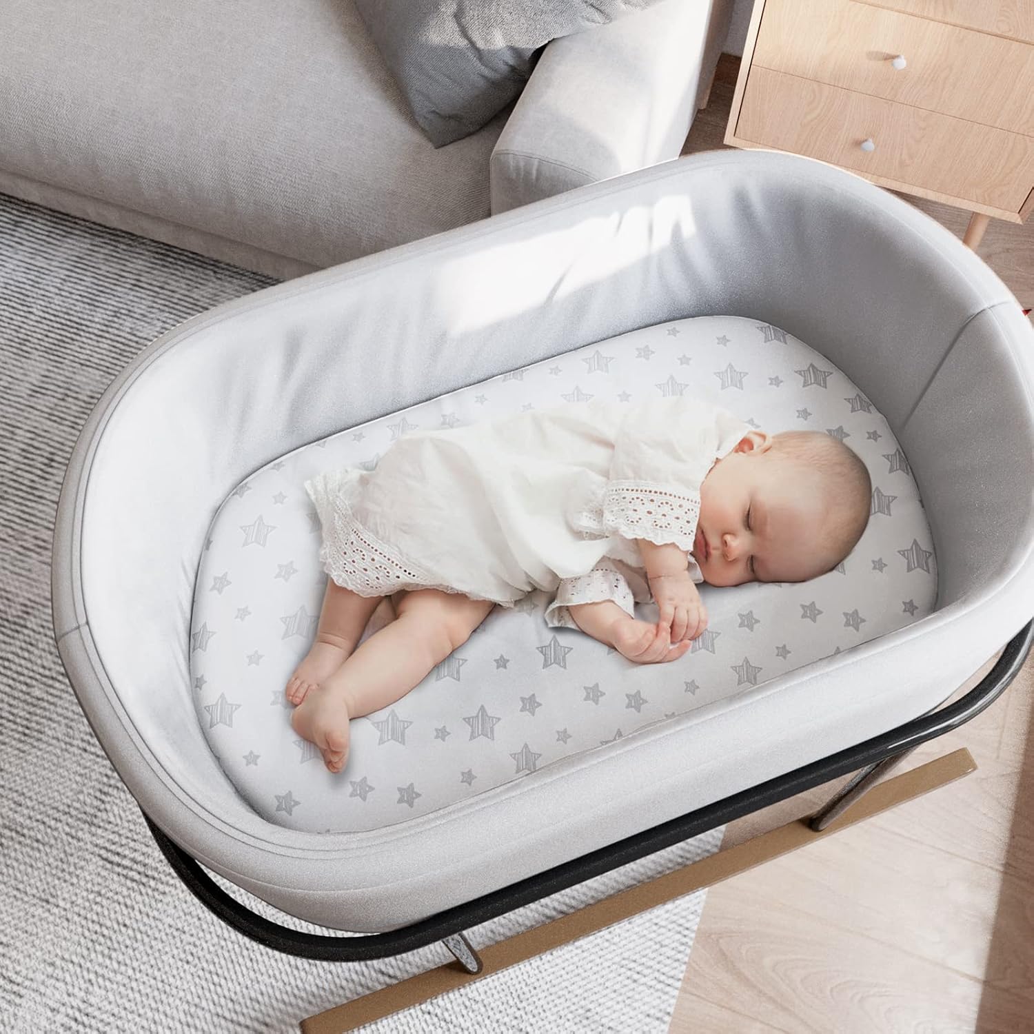 Bassinet Sheets for Baby Boy or Girl, Universal Fit for Bassinet Mattress