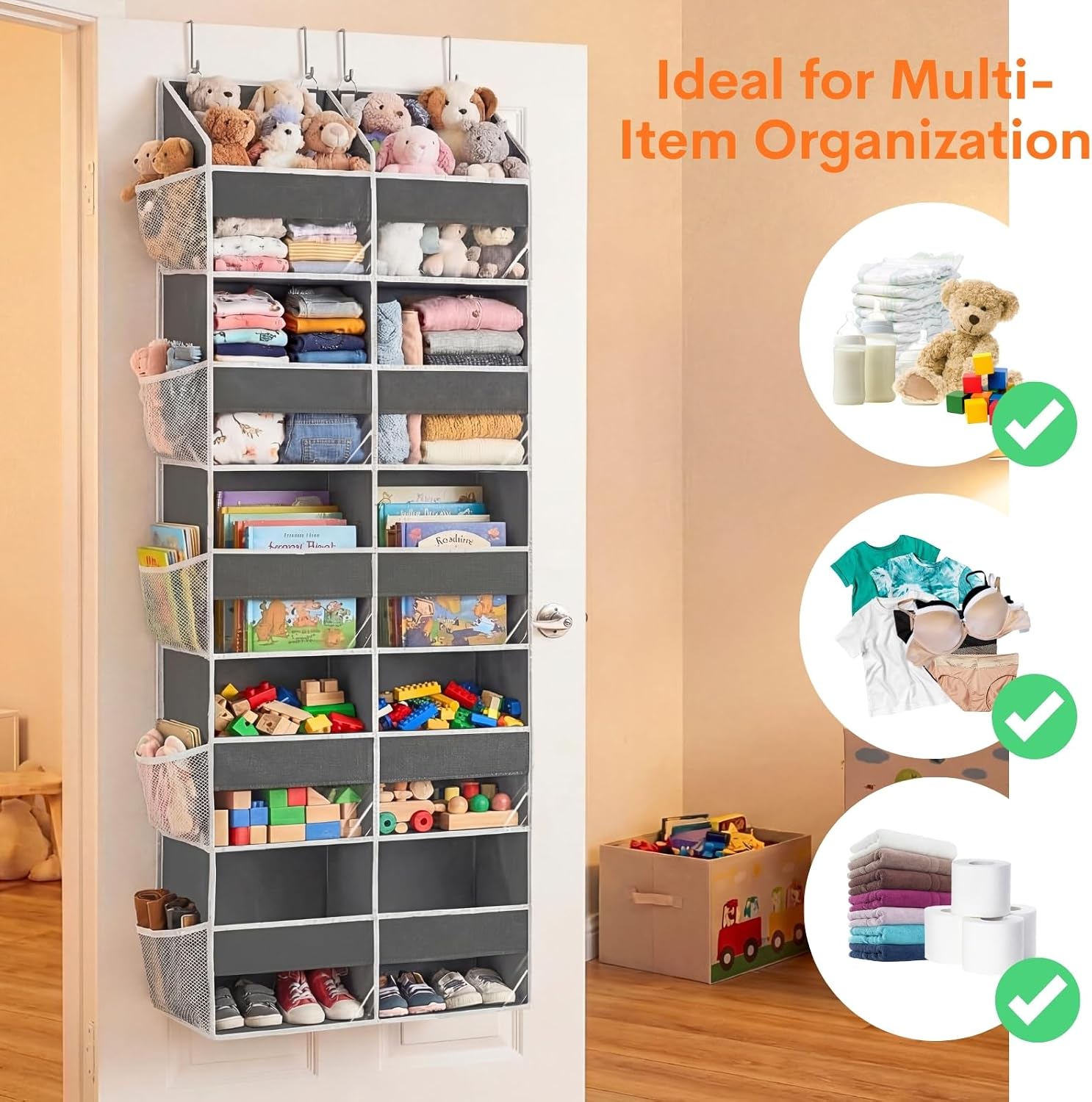 Ofiray-home 5-Tier Over Door Organizer, 10-Compartment Wide Storage Rack