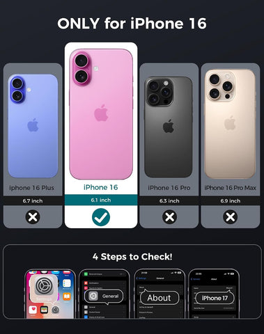 Goton 3 in 1 for iPhone 16 Case with Privacy Screen Protector Blue