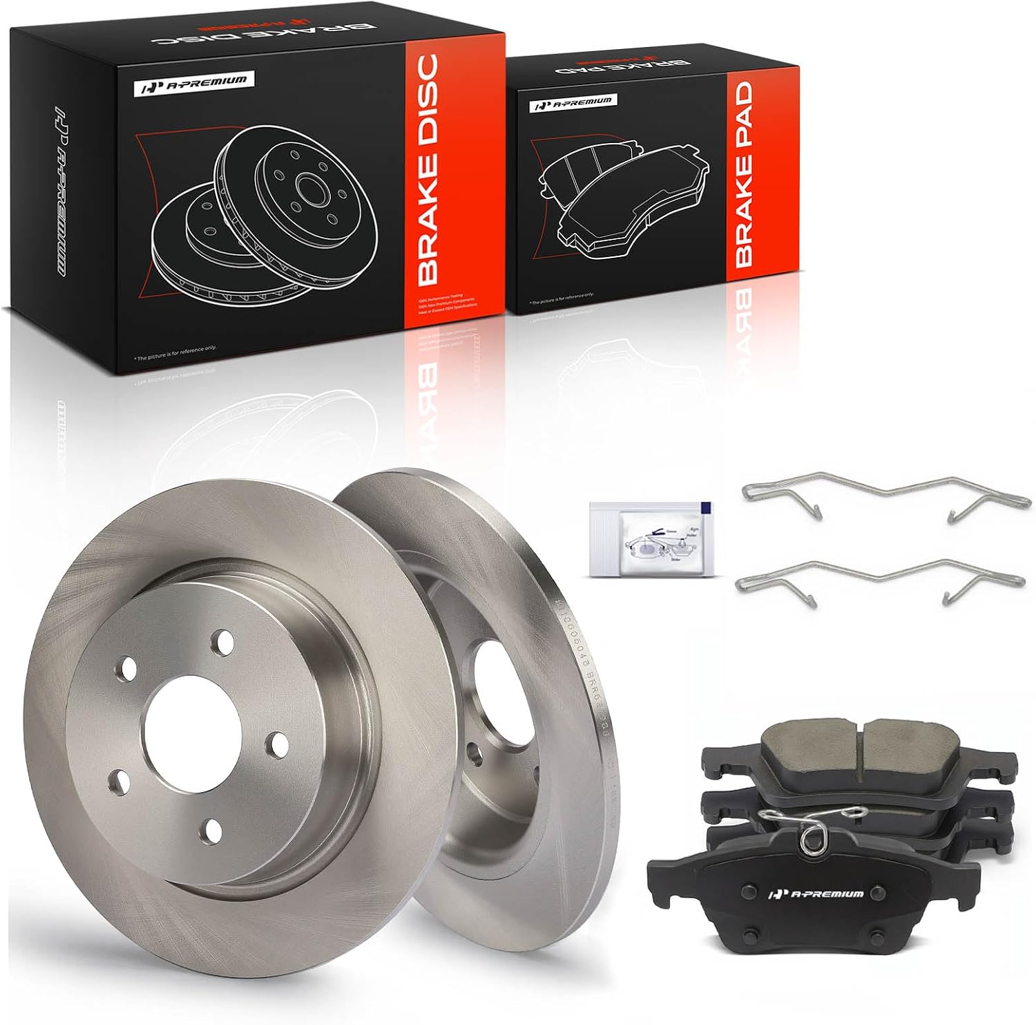 A-Premium 11.02 inch (280mm) Rear Solid Brake Rotors and Ceramic Pads Kit