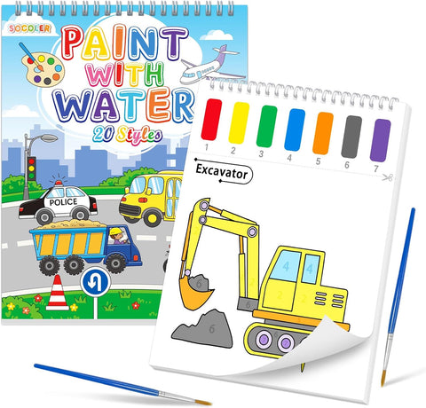 SOCOLER Paint with Water Coloring Books for Kids & Toddlers Boy-Traffic