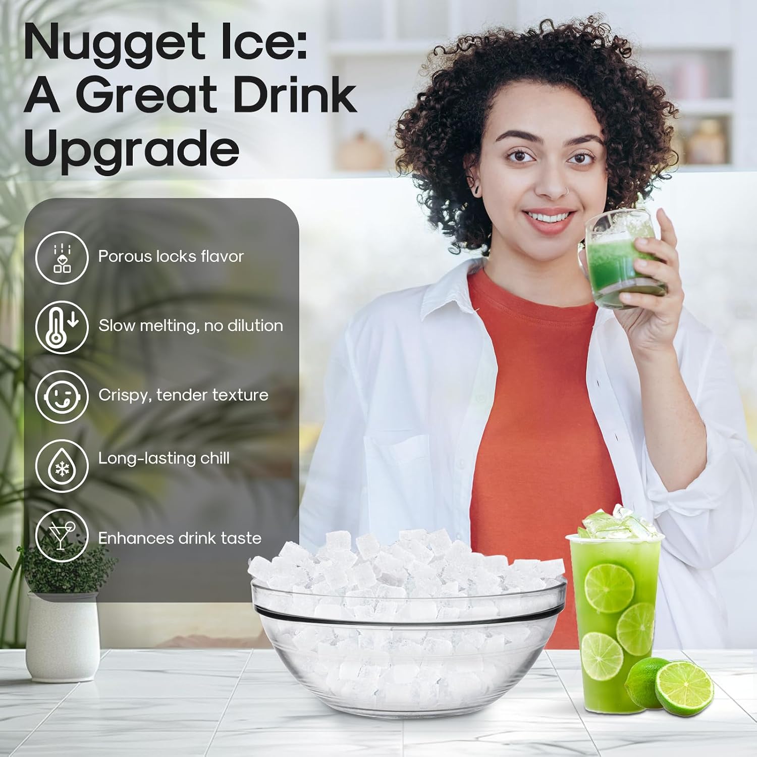 ICEPURE Nugget Ice Makers Countertop with App, Portable Ice Machine