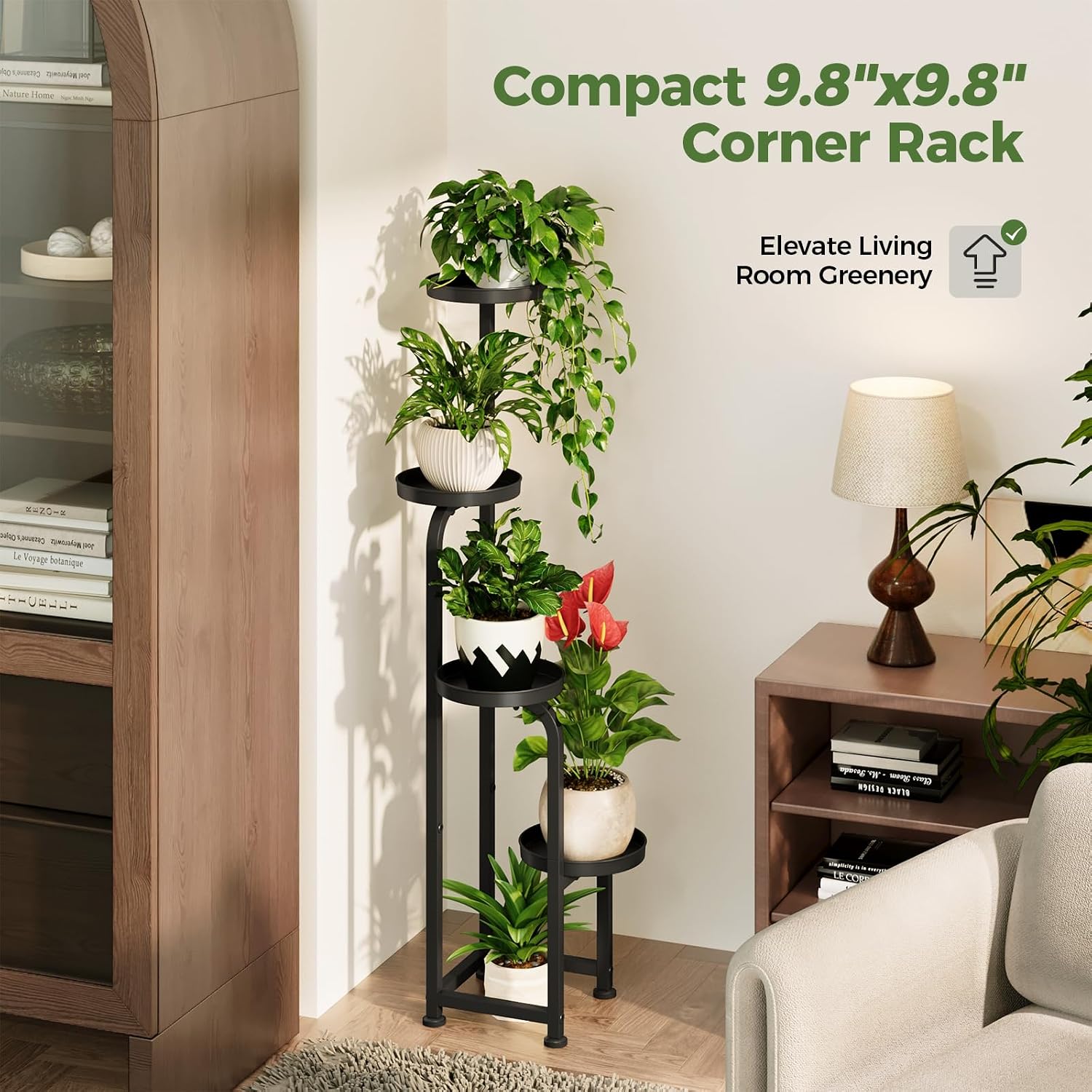 Bamworld Tall Plant Stand Indoor Outdoor Corner Metal Flower Pot Stands