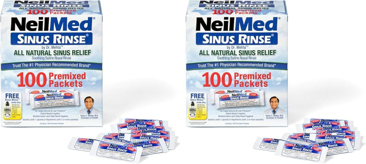 NeilMed Sinus Rinse All Natural Relief Premixed Refill Packets 100 Count (Pack of 1)