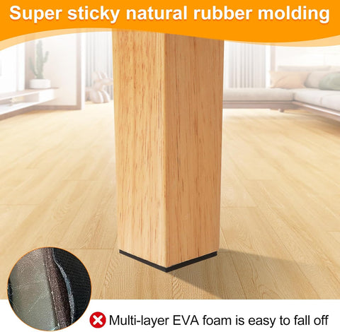 CHUNZEXI Non-Slip Rubber Furniture Pads, 4 Pack 6 x 6 Inch Square