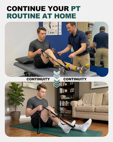 Trideer Non-Elastic Stretching Strap with Loops for Physical Therapy & Rehab, Knee Hip Leg ROM Post-Surgery, Yoga Strap for Stretching, Leg Lifter Strap Mobility Aid, Hamstring Calf Back