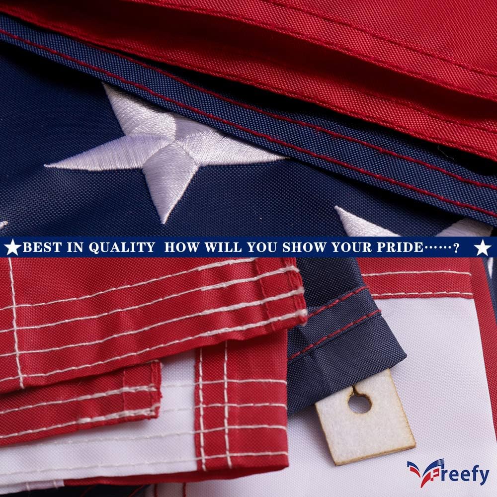 3x5 Ft American Flag Pole Sleeve Banner Style-Embroidered Stars,Sewn Stripes,UV Protected,Heavy Duty Durable Nylon USA US Outdoor Indoor Flags (Pole NOT Included)