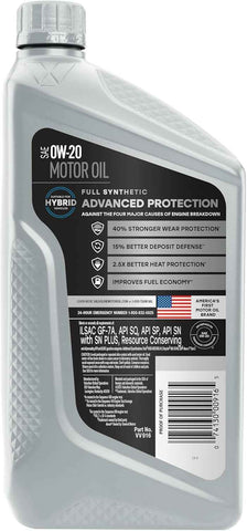 Valvoline Advanced Full Synthetic SAE 0W-20 Motor Oil 1 QT