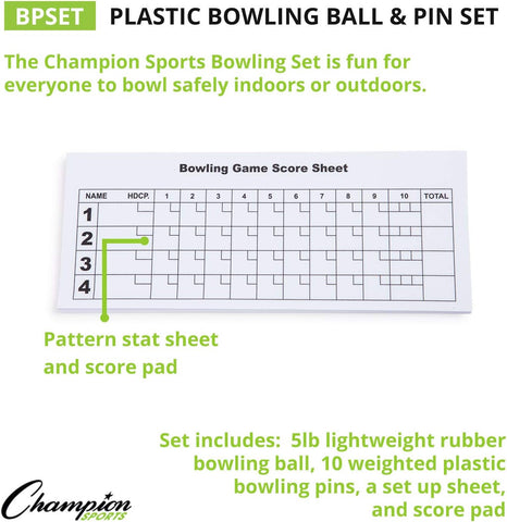 Champion Sports Weighted Plastic Bowling Pin Set