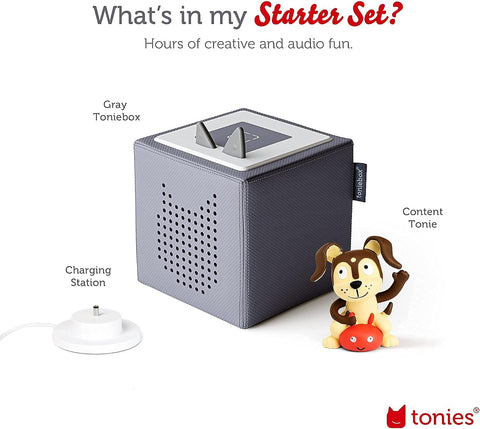 Toniebox 1 Audio Player Starter Set with Playtime Puppy - Listen, Learn, and Play with One Huggable Little Box - Gray