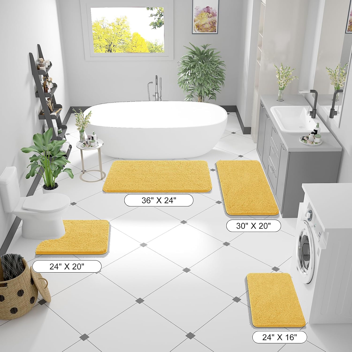 OLANLY Bathroom Runner Rugs 47x20, Extra Soft Absorbent Chenille Bath Rugs