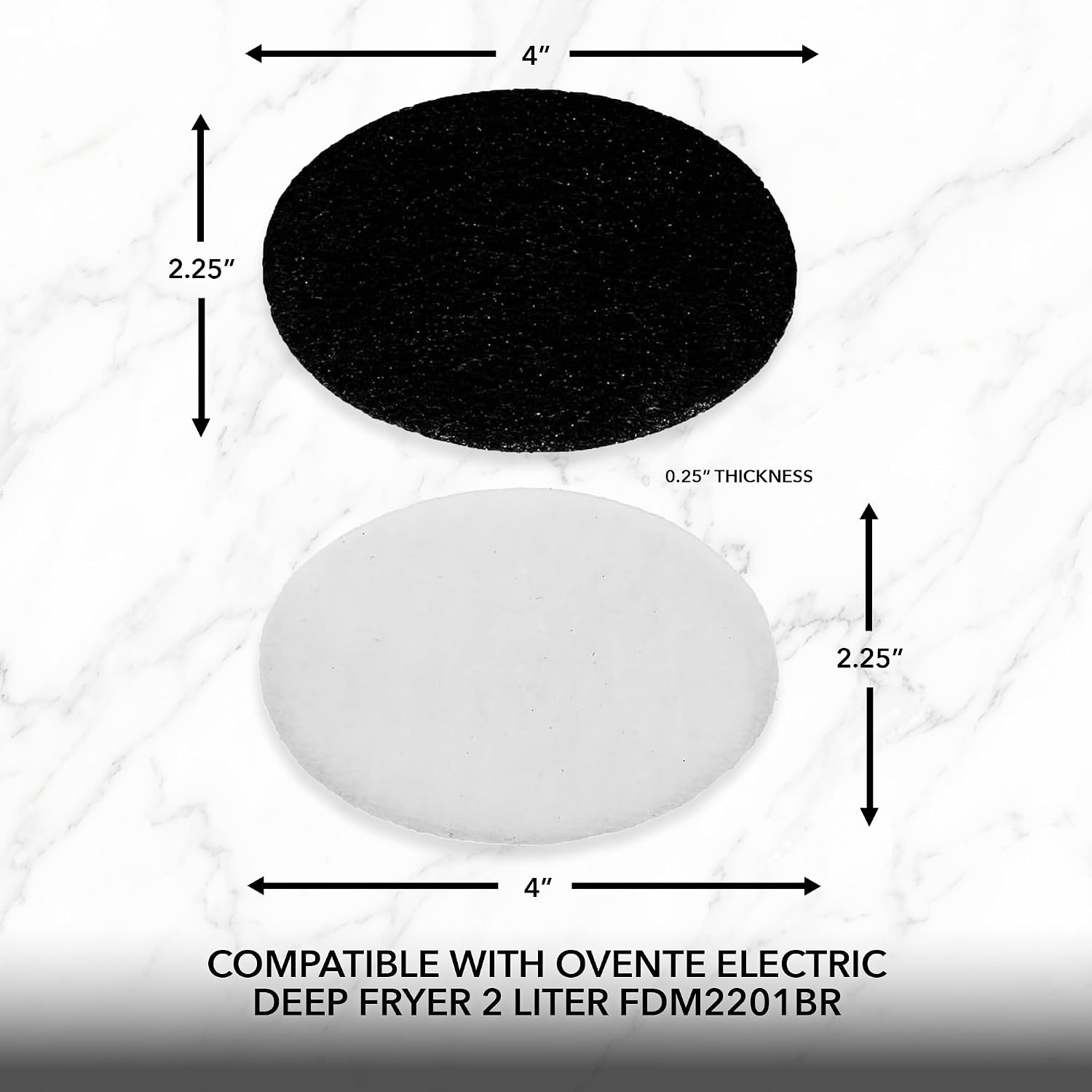 OVENTE Deep Fryer Charcoal & Oil Vapor Filter Set, White & Black ACPFDM2203