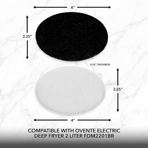 OVENTE Deep Fryer Charcoal & Oil Vapor Filter Set, White & Black ACPFDM2203