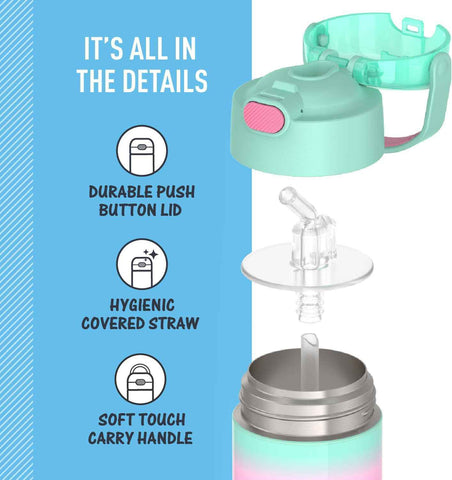 THERMOS FUNTAINER Water Bottle with Straw, 12oz, Mint Ombre