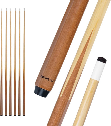 Empire USA Set of 6 Pool Cues 57" One-Piece Hardwood Billiard Cue Sticks