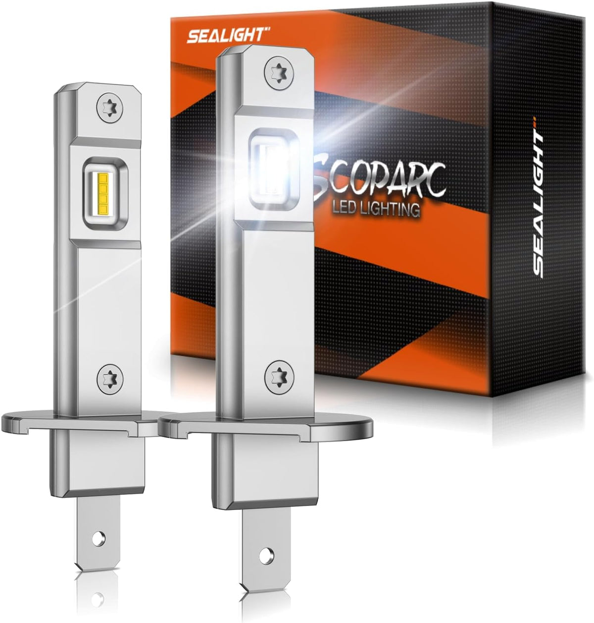 SEALIGHT H1 ATV Bulbs 70000LM Super Bright, Mini Size S6 H1 Light No Adapter Required No Cordless, 6500K Cool White, Plug-N-Play, Driving Fog Spot Light Assemblies, Pack of 2