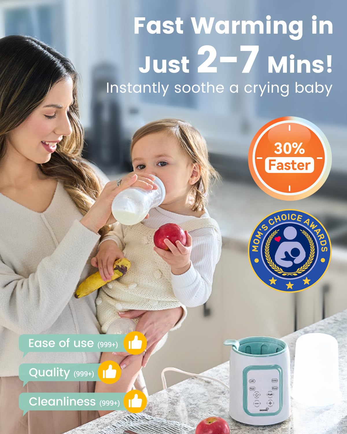 Grownsy 8-in-1 OG Fast Bottle Warmer with Timer, Green