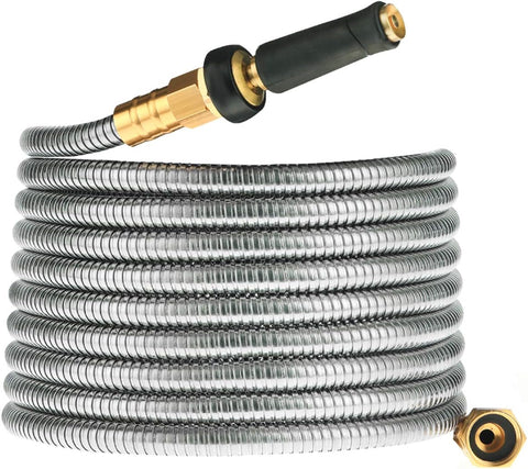 Rosy Earth Metal Garden Hose 75 FT, 304 Stainless Steel Water Hose