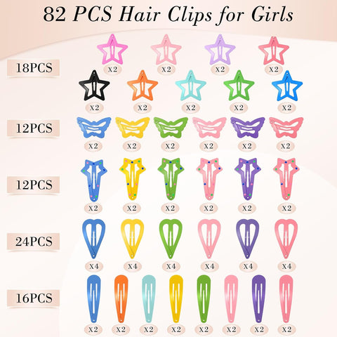 obeoby 82Pcs Colorful Snap Hair Clips for Girls Toddler kid Small Barrettes