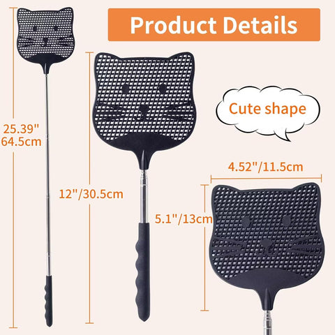 2pcs Extendable Fly Swatter, 25 inch Handle Indoors Flyswatters